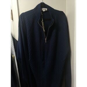 Stacy Adams Men's Navy Knit Pullover Sweater 1/4 Zip Size 4X - Classic Style New